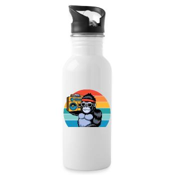 Retro Jungle Vibes for Music & Gorilla Fans - Water bottle with straw - white - Right