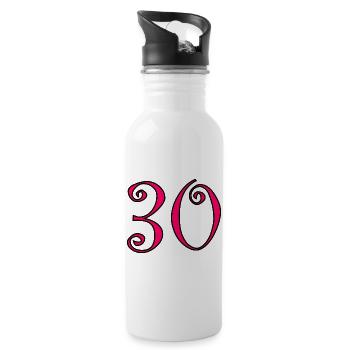 30. 30 YEARS. 30th ANNIVERSARY. 30 YEARS ANNIVERSARY. - Water bottle with straw - white - Right