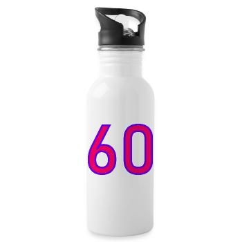 60. 60 JAHRE. 60-JÄHRIGES JUBILÄUM. 60. GEBURTSTAG. - Trinkflasche mit integriertem Trinkhalm - Weiß - Rechts
