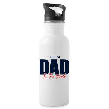 Bester Vater der Welt Geschenkhemd - Trinkflasche mit integriertem Trinkhalm - Weiß - Rechts
