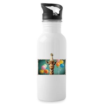 Giraffe Animals Zoo Party Jungle Zoo Birthday - Water bottle with straw - white - Right