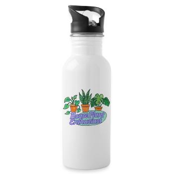 House Plant Enthusiast Cartoon Theme - Water bottle with straw - white - Right