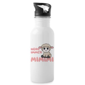  Ich Höre Immer Nur Ein Mimimi Schaf - Trinkflasche mit integriertem Trinkhalm - Weiß - Rechts
