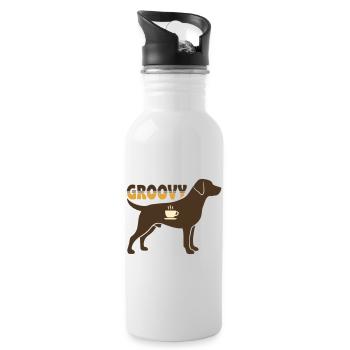 Groovy Dog Retriever Retro - Water bottle with straw - white - Right