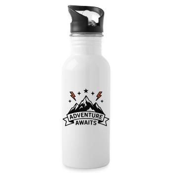 Berge Adventure Awaits Coat of Arms - Water bottle with straw - white - Right