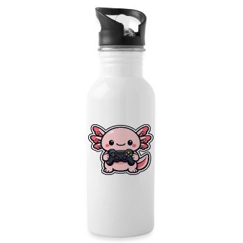 Kawaii Gaming-Drache mit Controller - Trinkflasche mit integriertem Trinkhalm - Weiß - Rechts