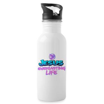 Jesus Everlasting Life Dove Christian Design - Trinkflasche mit integriertem Trinkhalm - Weiß - Rechts