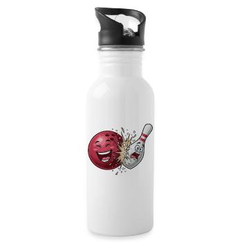 Kugelknaller: Bowling Clash - Trinkflasche mit integriertem Trinkhalm - Weiß - Rechts