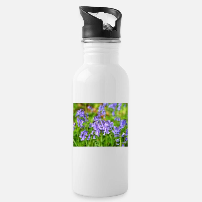 Jacinthes bleus - Floraison printanière violette - Gourde avec paille intégrée - blanc
