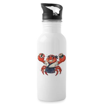 Crab sushi chef with headgear - Water bottle with straw - white - Right