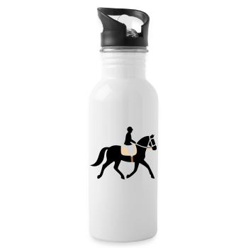 Rider Horse Silhouette Logo - Water bottle with straw - white - Right