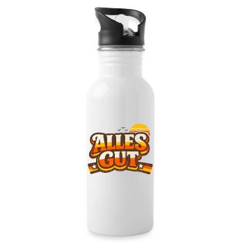 Alles Gut Spruch - Trinkflasche mit integriertem Trinkhalm - Weiß - Rechts