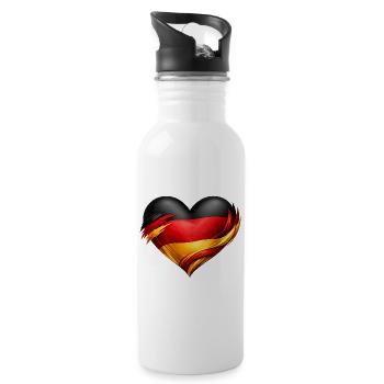 Deutschland Herz Fan  - Trinkflasche mit integriertem Trinkhalm - Weiß - Rechts