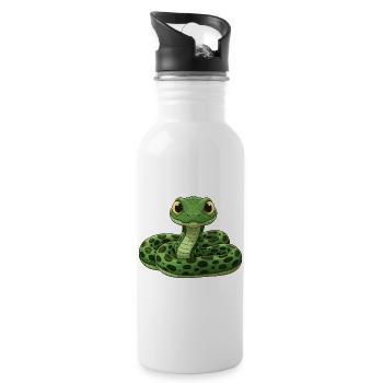 Serpent de dessin animé mignon - Gourde avec paille intégrée - blanc - Droite
