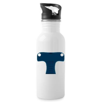 Mitternachtsblauer stilisierter Hammerhai-Kopf - Trinkflasche mit integriertem Trinkhalm - Weiß - Rechts
