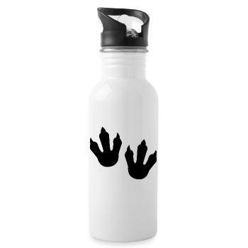 Dinosaurier-Fußspuren - Trinkflasche mit integriertem Trinkhalm - Weiß - Rechts
