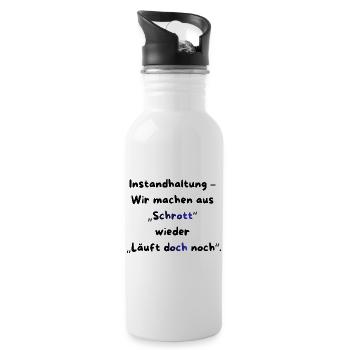 Instandhaltung T-Shirt Lustiges Geschenk Handwerk! - Trinkflasche mit integriertem Trinkhalm - Weiß - Rechts