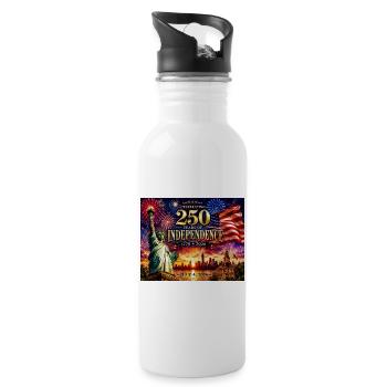 250 Jahre Unabhängigkeit 1776–2026 - Trinkflasche mit integriertem Trinkhalm - Weiß - Rechts
