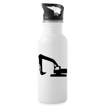 Baggerleistung – Bauzeit - Trinkflasche mit integriertem Trinkhalm - Weiß - Rechts
