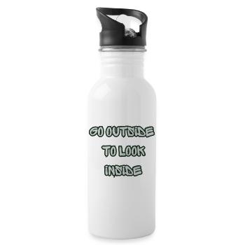 Go Outside To Look Inside Graffiti Stil - Trinkflasche mit integriertem Trinkhalm - Weiß - Rechts