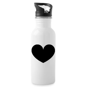 Herz - Trinkflasche mit integriertem Trinkhalm - Weiß - Rechts