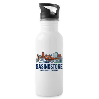 Basingstoke Hampshire England Skyline City View - Trinkflasche mit integriertem Trinkhalm - Weiß - Rechts