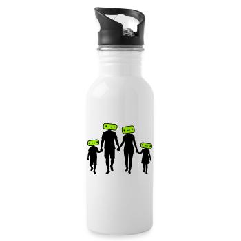 Silhouette familiale Chers enfants Parents Maman Papa - Gourde avec paille intégrée - blanc - Droite