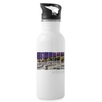 Lissabon in Portugal Retro Rossio Vintage Souvenir - Trinkflasche mit integriertem Trinkhalm - Weiß - Rechts