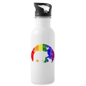 LGBT Gay Pride Stolze Mama Bär - Trinkflasche mit integriertem Trinkhalm - Weiß - Rechts