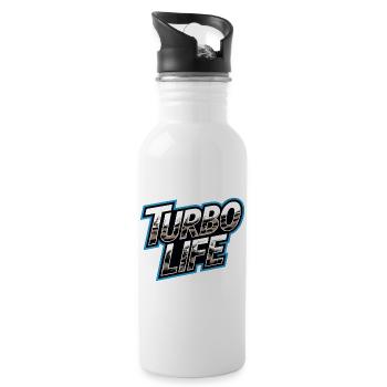 Turbo Life Saying Car Tuning Camouflage - Water bottle with straw - white - Right