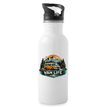 Van Life Adventure Camper Mountain Sunset - Gourde avec paille intégrée - blanc - Droite