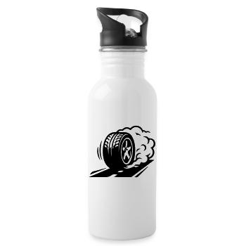 Car Tire Drifting Icon - Water bottle with straw - white - Right