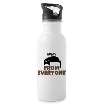 Away From Everyone Funny Introvert Black Cat Retro - Water bottle with straw - white - Right