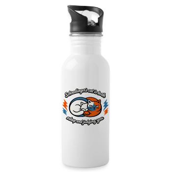 Schrödinger's cat: Sleeping and judging - Water bottle with straw - white - Right