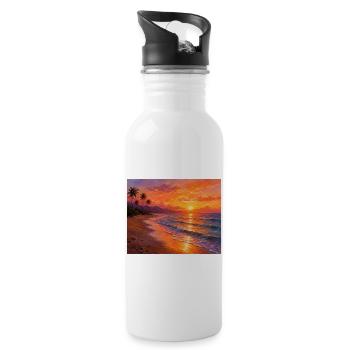 Toile de plage du coucher de soleil tropical - Gourde avec paille intégrée - blanc - Droite