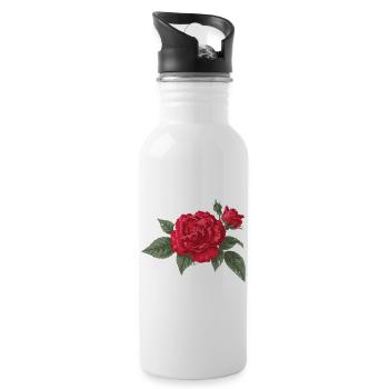 Karmesinrose Blüte - Trinkflasche mit integriertem Trinkhalm - Weiß - Rechts