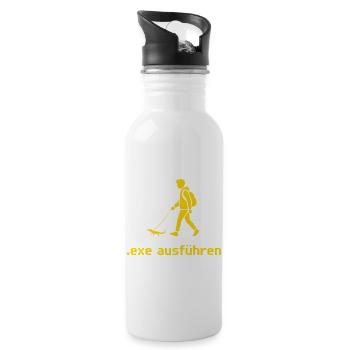 Exe Echse ausfuehren Admin Sysadmin Geschenk Gelb - Trinkflasche mit integriertem Trinkhalm - Weiß - Rechts