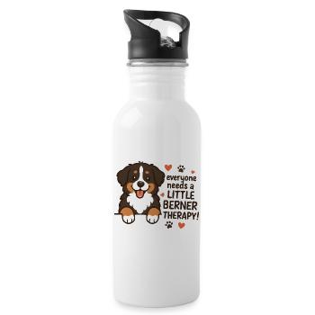 Bernese Mountain Dog Little Berner Therapy Humor - Water bottle with straw - white - Right