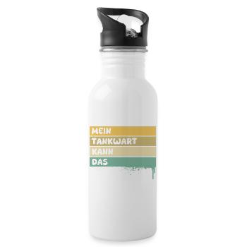 Handwerker Tankwart - Trinkflasche mit integriertem Trinkhalm - Weiß - Rechts