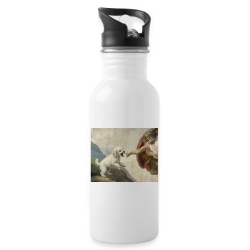 Mème Caniche Main, Chien Dieu - Gourde avec paille intégrée - blanc - Droite