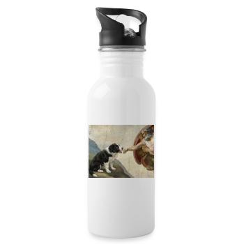 Dog God Hand Border Collie Dog Meme - Water bottle with straw - white - Right