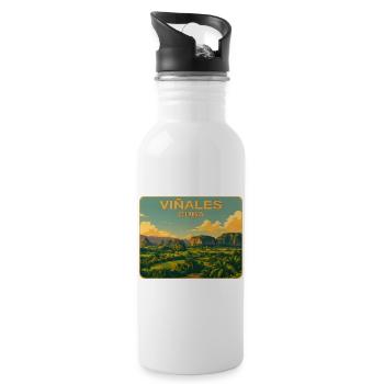 Vinales Kuba - Trinkflasche mit integriertem Trinkhalm - Weiß - Rechts