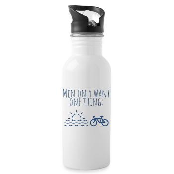 Blue Beach Bike Minimal Print - Gourde avec paille intégrée - blanc - Droite