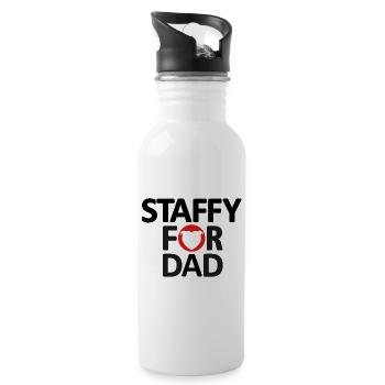 Staffy für Papa mit Herzkopf Staffie - 044 - Trinkflasche mit integriertem Trinkhalm - Weiß - Rechts