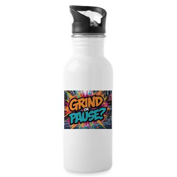 Grind ou pause ? Graffiti graphique - Gourde avec paille intégrée - blanc - Droite
