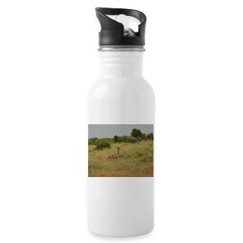 Deer in the steppe grass - Water bottle with straw - white - Right