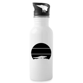 Alligator Sonnenuntergang Retro Reptilien - Trinkflasche mit integriertem Trinkhalm - Weiß - Rechts