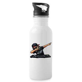 Dabbing DJ - Trinkflasche mit integriertem Trinkhalm - Weiß - Rechts