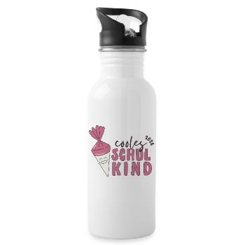 Schulkind 2026 Einschulung Geschenk Erstklässler - Trinkflasche mit integriertem Trinkhalm - Weiß - Rechts
