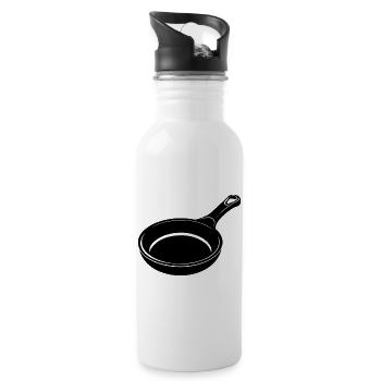 Gusseiserne Pfanne - Trinkflasche mit integriertem Trinkhalm - Weiß - Rechts